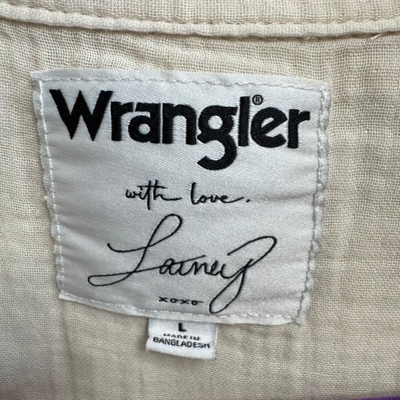 Wrangler x Lainey Wilson Gauzy Dip-Dye Western Snap Shirt Rodeo Rancho Women's L - Picture 12 of 15